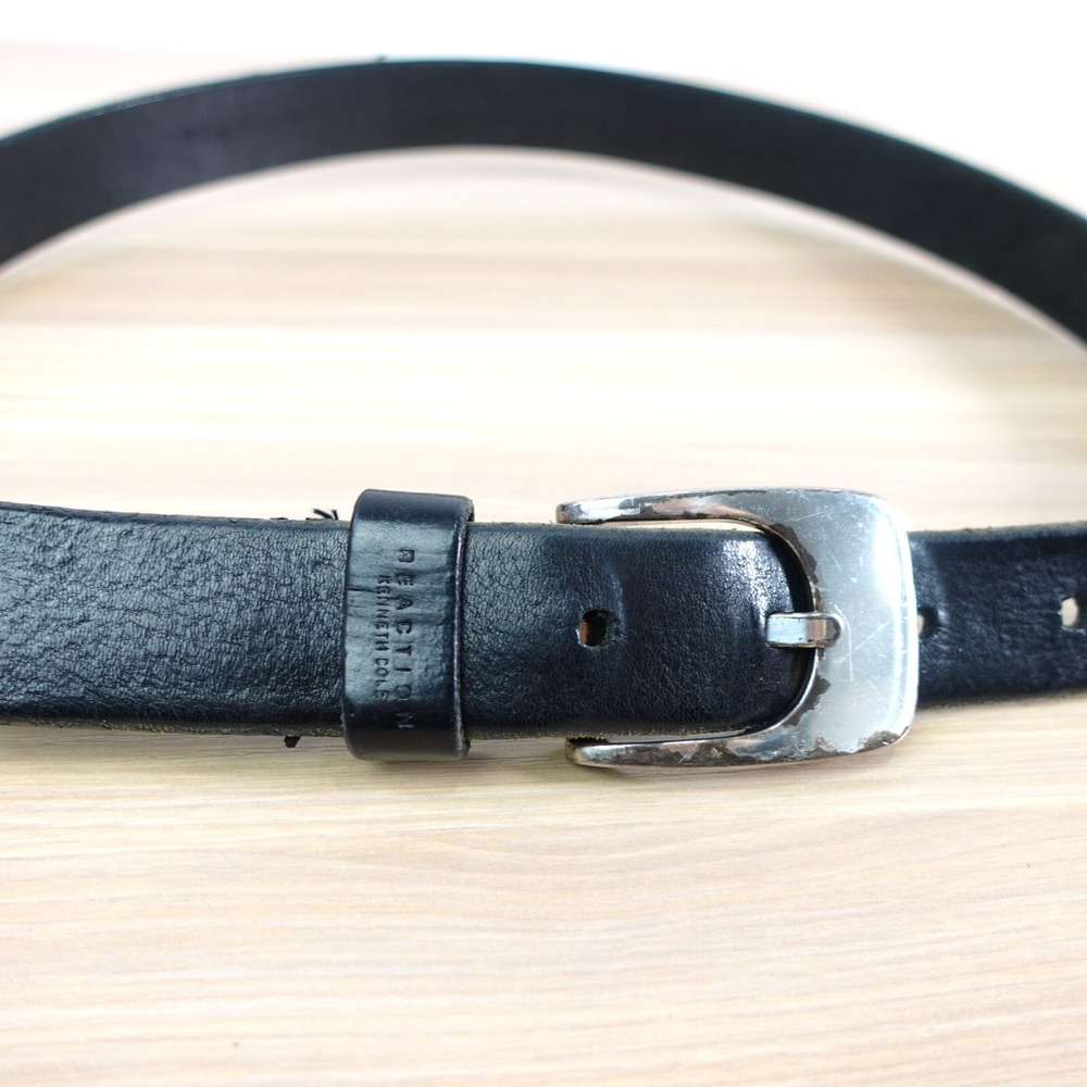 Kenneth Cole Reaction Belt Mens 34 Black Leather Italian Dress Rugged Genuine